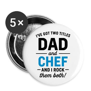 Papa und Chef Vatertagsdesign - Buttons groß 56 mm (5er Pack) - Weiß - Vorne