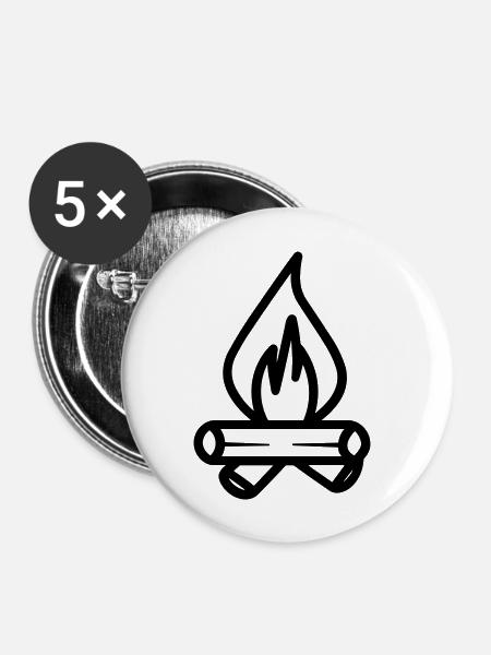 Lagerfeuer - Buttons groß 56 mm (5er Pack) - Weiß