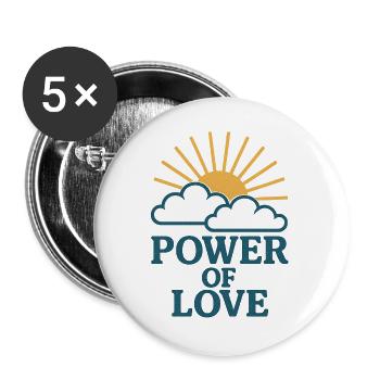 Kraft der Liebe: Sonne über Wolken - Buttons groß 56 mm (5er Pack) - Weiß - Vorne