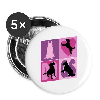 Chiens J’Aime Chiens Silhouettes Doggy Vintage - Lot de 5 grands badges (56 mm) - blanc - Devant