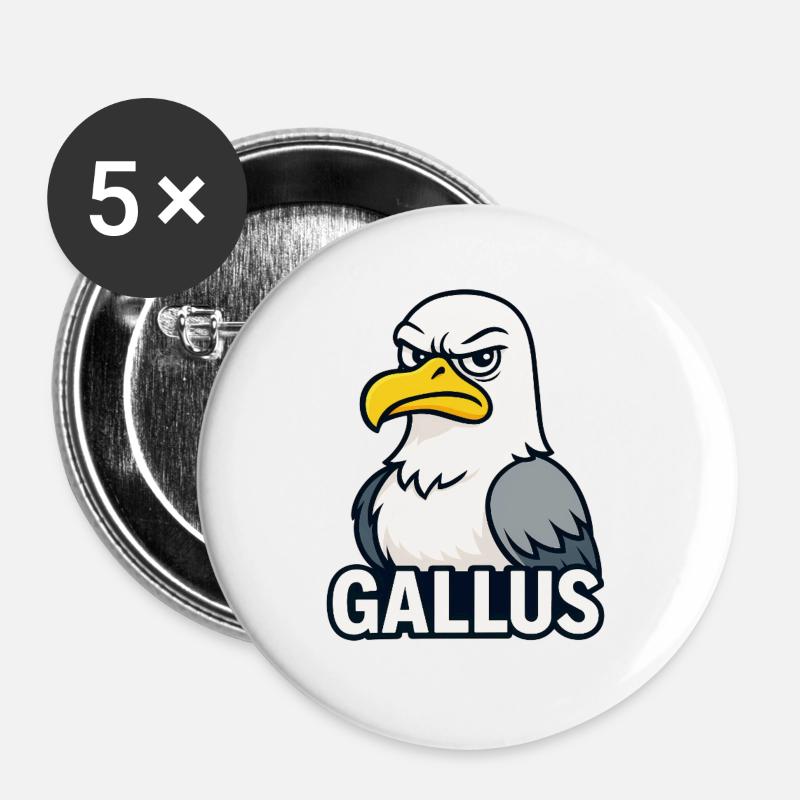 Kühner Adler Maskottchen Illustration - Buttons groß 56 mm (5er Pack) - Weiß
