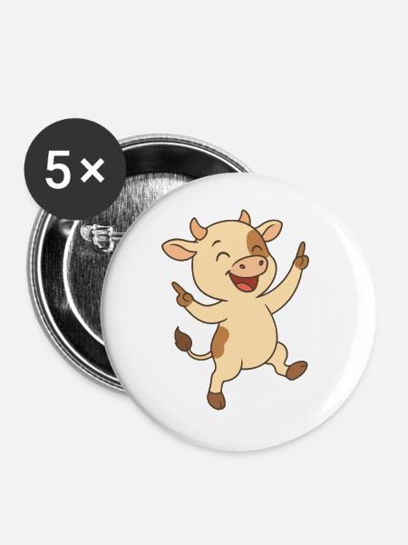 Glückliches Kälbchen - Buttons groß 56 mm (5er Pack) - Weiß