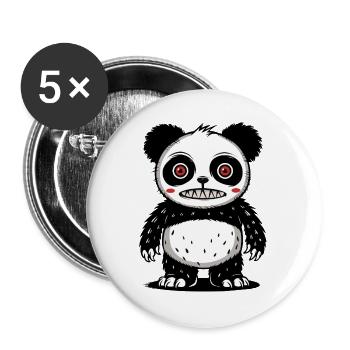 Panda bär - Buttons groß 56 mm (5er Pack) - Weiß - Vorne