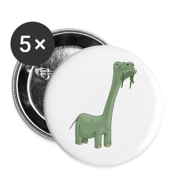 Diplodocus Décontracté Dessin Animé - Lot de 5 grands badges (56 mm) - blanc - Devant