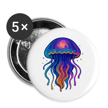 Neon Jellyfish - Buttons large 2.2''/56 mm (5-pack) - white - Front