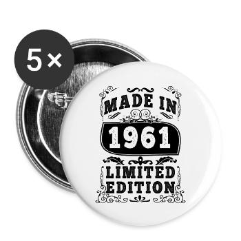 1961 Original 1961 Vintage Vintage Retro anniversa - Buttons large 2.2''/56 mm (5-pack) - white - Front