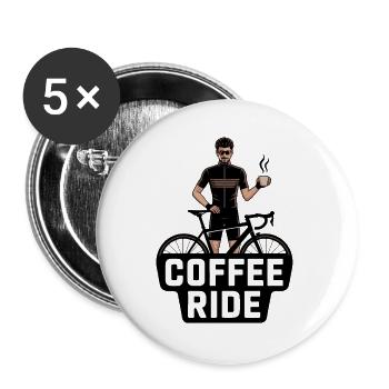Coffee Ride – emblem for cycling fans - Buttons large 2.2''/56 mm (5-pack) - white - Front