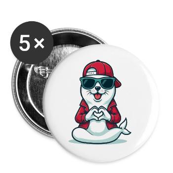 Love & Fin - Buttons large 2.2''/56 mm (5-pack) - white - Front