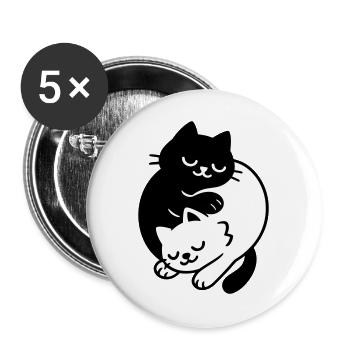 Ying-Yang Cats #2 - Buttons large 2.2''/56 mm (5-pack) - white - Front
