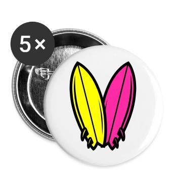 Surfbrett Symbol Surfen - Buttons groß 56 mm (5er Pack) - Weiß - Vorne