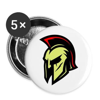 Gladiator Helm Sparta - Buttons groß 56 mm (5er Pack) - Weiß - Vorne