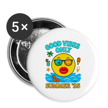 Bisous - Lot de 5 grands badges (56 mm) - blanc - Devant