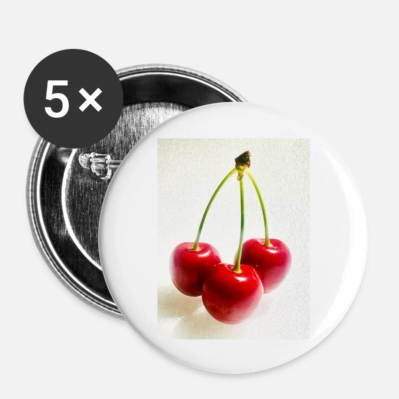 Cherry - Buttons large 2.2''/56 mm (5-pack) - white