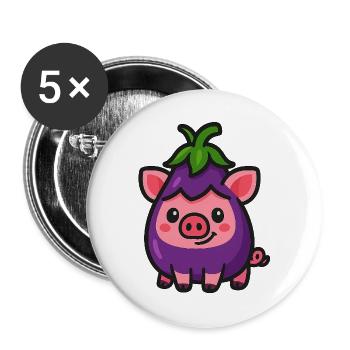 Cochon Gina - Lot de 5 grands badges (56 mm) - blanc - Devant
