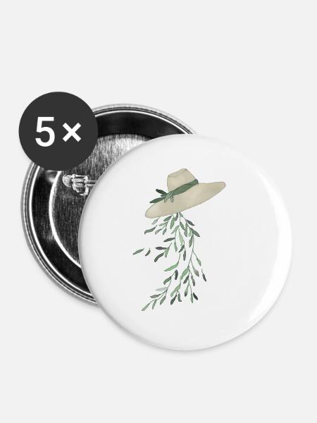 Blaetterhut - Buttons groß 56 mm (5er Pack) - Weiß