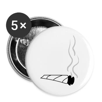 Joint blanc avec de la fumée – symbole de la marijuana - Lot de 5 grands badges (56 mm) - blanc - Devant