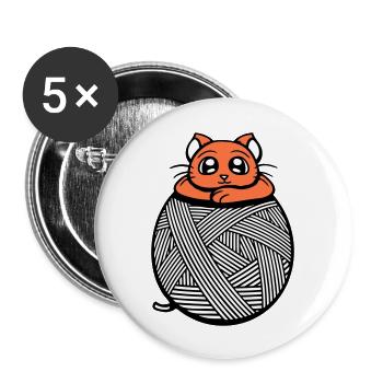 Cat Yarn Yarn Yarn Ball Sewing Knitting Cute - Buttons large 2.2''/56 mm (5-pack) - white - Front