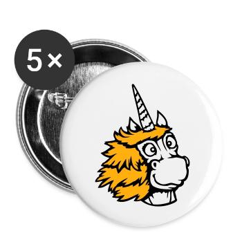 Licorne heureux sourire amical bande dessinée dessin animé - Lot de 5 grands badges (56 mm) - blanc - Devant
