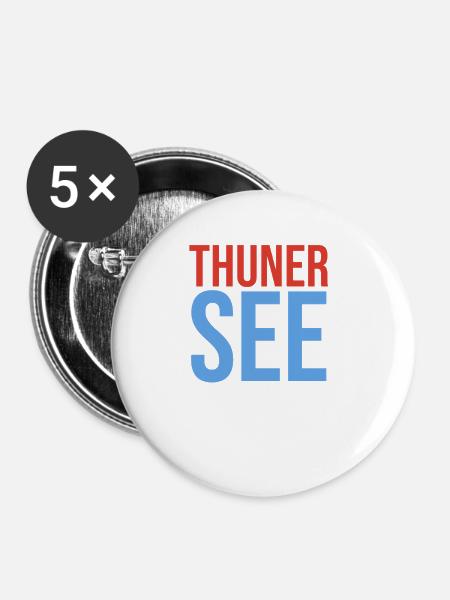 Thunersee Souvenir T-Shirt - Buttons groß 56 mm (5er Pack) - Weiß