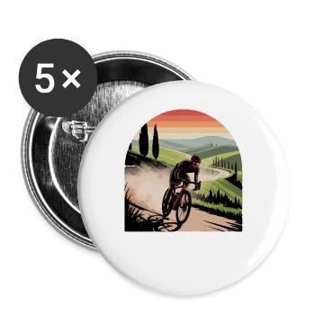 Strade Bianche Kunst Radfahren Toskana - Buttons groß 56 mm (5er Pack) - Weiß - Vorne