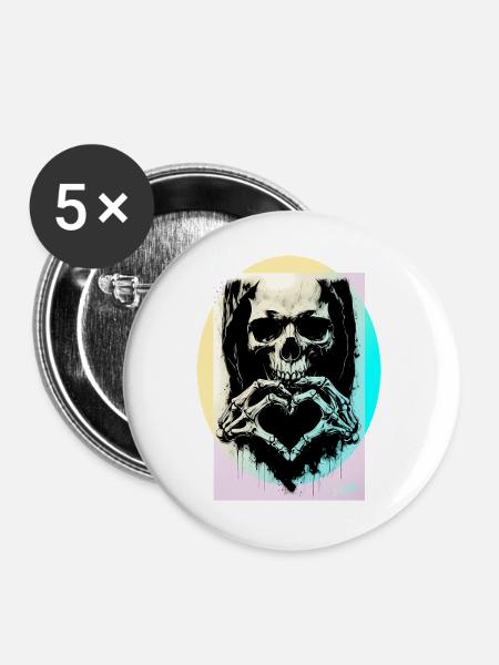 Das Herz des Todes ☠ - Buttons groß 56 mm (5er Pack) - Weiß