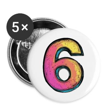 Bande dessinée à 6 chiffres - Lot de 5 grands badges (56 mm) - blanc - Devant
