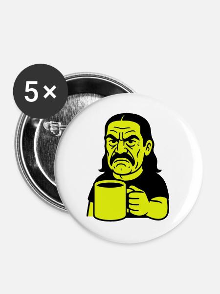 Angry Coffee Man - Buttons groß 56 mm (5er Pack) - Weiß