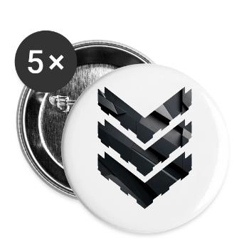 Abstraktes schwarzes geometrisches Muster - Buttons groß 56 mm (5er Pack) - Weiß - Vorne