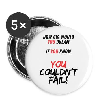 Motivierende YOU Botschaft auf Schwarz - Buttons groß 56 mm (5er Pack) - Weiß - Vorne
