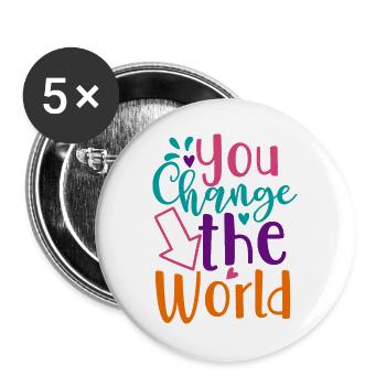 You change the world – Inspiring design - Buttons large 2.2''/56 mm (5-pack) - white - Front