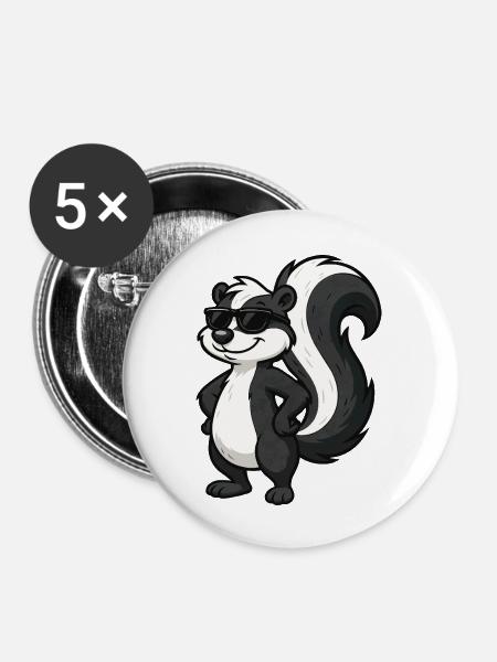 stinktier - Buttons groß 56 mm (5er Pack) - Weiß