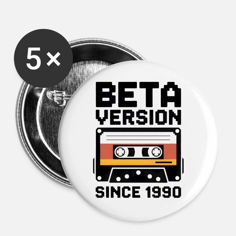 Conception d’impression de cassette rétro - Lot de 5 grands badges (56 mm) - blanc