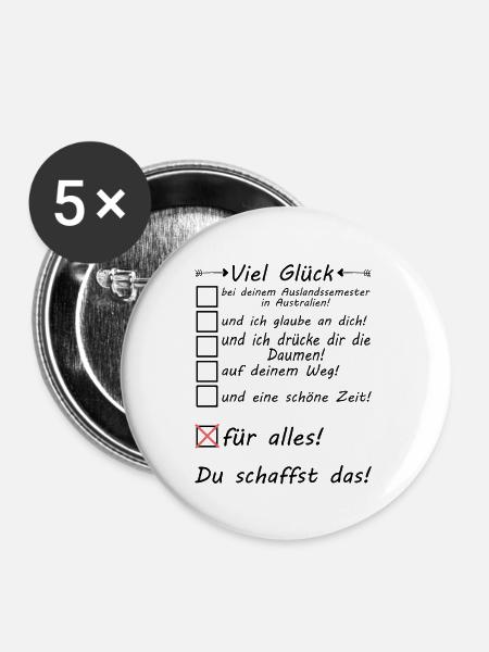 Australien Auslandssemester - Semester Studieren - Buttons groß 56 mm (5er Pack) - Weiß