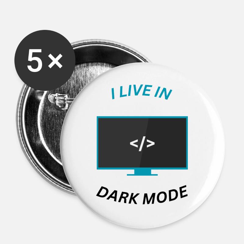 Programmierer Motivation Design - Buttons groß 56 mm (5er Pack) - Weiß
