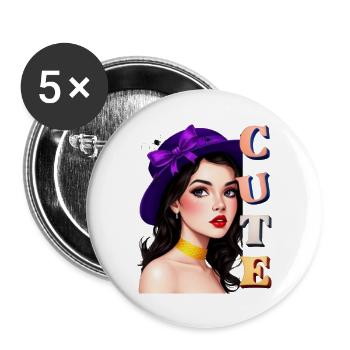 Vintage Witch  - Buttons large 2.2''/56 mm (5-pack) - white - Front