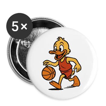 ente basketball - Buttons groß 56 mm (5er Pack) - Weiß - Vorne