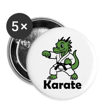 Karate Drache - Buttons groß 56 mm (5er Pack) - Weiß - Vorne