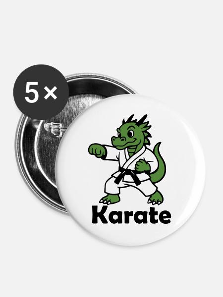 Karate Drache - Buttons groß 56 mm (5er Pack) - Weiß
