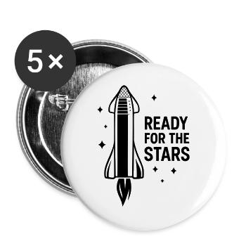 Ready for the Stars – Sci-Fi motif for space fans - Buttons large 2.2''/56 mm (5-pack) - white - Front