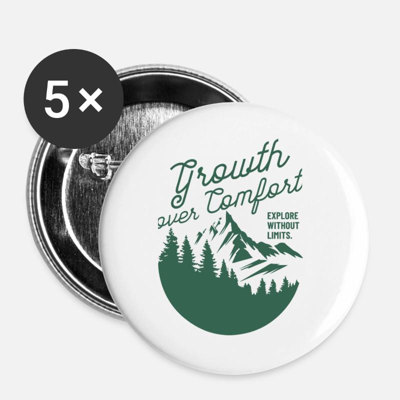 Growth Over Comfort Adventure Design - Buttons large 2.2''/56 mm (5-pack) - white