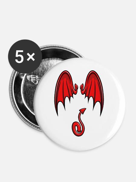 Ich bin ein kleiner Teufel - Buttons groß 56 mm (5er Pack) - Weiß