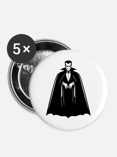 Dracula - Buttons groß 56 mm (5er Pack) - Weiß