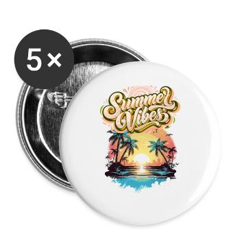 Summer Mood Palm Trees Sunset - Buttons large 2.2''/56 mm (5-pack) - white - Front