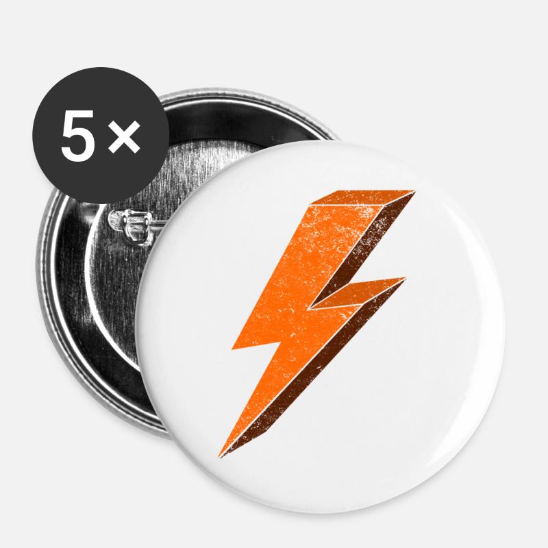 Energetic lightning effect in orange 3D - Buttons large 2.2''/56 mm (5-pack) - white