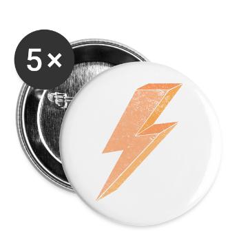 Lightning symbol in warm orange 3D - Buttons large 2.2''/56 mm (5-pack) - white - Front