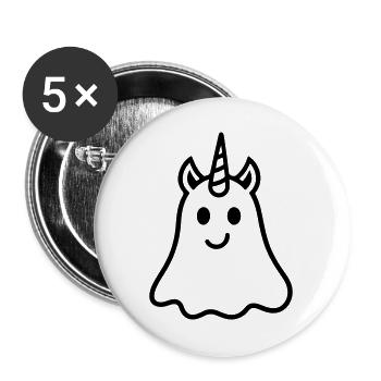Unicorn Ghost - Buttons groß 56 mm (5er Pack) - Weiß - Vorne
