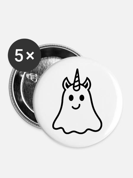 Unicorn Ghost - Buttons groß 56 mm (5er Pack) - Weiß