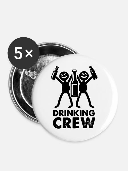 Drinking Crew - Buttons groß 56 mm (5er Pack) - Weiß
