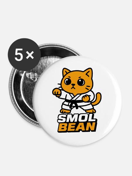 Katzenkämpfer im Dojo - Buttons groß 56 mm (5er Pack) - Weiß