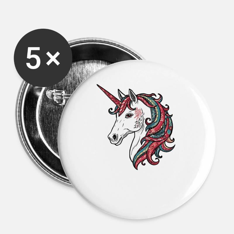Unicorn - Buttons large 2.2''/56 mm (5-pack) - white